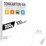 Fotopapier A4 Matt Papier 200g - 100 Blatt - PREMIUM PAPIER WEIß - DIN Format- Druckerpapier unbedruckt für Postkarten, Briefe, Pappe, Präsentationen Bogen, Basteln, Pappe, Tonkarton - Scrapbooking