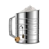 Mehlsieb, feinmaschig, rotierende Handkurbel, Mehlsieb mit Rührwerk, Puderzuckerstreuer, lebensmittelechtes Küchensiebwerkzeug für Cupcakes, Brot, Desserts, Kuchen, Gebäck