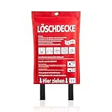 BigDean Löschdecke Küche für Fettbrand sofort einsetzbare XL Feuerlöschdecke DIN EN 1869:2019 geprüft – Feuerdecke auch für Grill, Auto und Camping geeignet