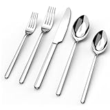 HIKAA Besteck Set 12 Personen, 60 Teiliges Bestecksets, 18/10 Edelstahl Essbesteck Spiegelpoliert, Cutlery Set Spülmaschinenfest für Zuhause, Restaurant, Hochzeit, Party, (Silber）