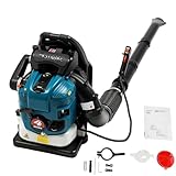 75,6cc 4-Takt Benzin Laubsauger Rückentragbar 2600W Rucksackgebläse 498ft³/s Luftstrom Benzin Laubbläser 180° Verstellbarer Schlauch Anti-Vibration Laubgebläse 1.9L Tank für Garten, Baustelle, Schn