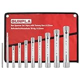 Gunpla Rohrsteckschlüsselsatz 10-tlg Metrische 6x7mm-20x22mm inkl. Drehdorn, Schraubenschlüssel Satz in Rolltasche für Spuele, Becken, Wasserhahn Installation und Reparatur