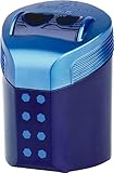 Faber-Castell Doppellochspitzer Box RollOn Dots – in Blau ODER schwarz – Mitternachtsschwarz, Dunkelblau