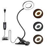 Lypumso 48 LED Leselampe Bett Dimmbar, Schwarz 360° LED Klemmleuchten, 3 Modi &10 Helligkeitsstufen, USB Nicht wiederaufladbar Clip Lampe