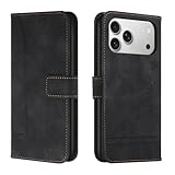 Trugox Handyhülle für Apple iPhone 17 Pro Max Hülle Klappbar Klapphülle mit Kartenfach Handytasche Handy Schutzhülle Tasche Leder Wallet Flip Case Slim Book Cover - Schwarz
