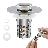 Sunyunze Abflussstopfen Waschbecken Pop Up Ablaufventil Universaler Abflusssieb Ablaufgarnitur Edelstahl mit Abnehmbarem Filter für 25-40mm Beckenloch Sink Stopper Ersatz für Bad und Küche