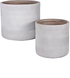 NATINDESIGN Blumentopf mit Beinen 2er Set Ø 33,5 & 27cm XL Blumentopf Grau Gross für In- und Outdoor Palmentopf XXL Übertopf Holz Fuesse Pflanzkübel Groß Außen & Innen (2er Set ohne Beine)