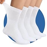 TUUHAW Diabetikersocken Herren 47-50 Socken ohne Gummibund Damen 4 Paar Comfort Baumwolle Venenfreundlich Herrensocken Gesundheitssocken ohne Bund Weiß