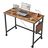 Mericonia 80 cm Computertisch mit Rollen, Gaming-Schreibtisch für kleine Räume, moderner Schreibtisch im schlichten Stil für das Homeoffice, Schreibtisch für Studenten, Braun