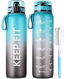 FULDENT Trinkflasche 1L Sport Wasserflasche [Trinkflasche BPA Frei] Trinkflasche mit rutschfest Gummi Grip Geeignet für Die Fahrrad, Outdoor, Schule, Gym