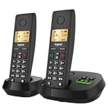 Gigaset Pure 220A Duo - 2 Schnurlose DECT-Telefone mit Anrufbeantworter - mit Call-Block-Taste und Freisprechfunktion - Adressbuch, anthrazit schwarz [Kompatibel in DE, IT, FR, NL, BE, Che, AUT]