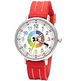 Kiddus Lernuhr für Kinder, Jungen und Mädchen, Analog Rot Kinderuhr, erste Kinderarmbanduhr ab 5 Jahre, Stunde und Minute beschriftet