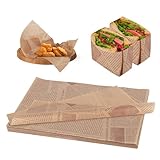 LOBVABA Deli-Papier, 200 Stück, 30x20 cm, Fettdicht, Wasserfest, Ölbeständig, Umweltfreundlich, Retro-Design, Ideal für Restaurants, Küchen, Imbissstuben, Bäckereien, Burgerläden, Verpackungszwecke
