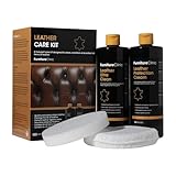 Furniture Clinic - Komplettes Lederpflege-Set | Lederreiniger & Schutzcreme für Sofas, Autos, Möbel | Das Premium Set ist mit einem Lederduft angereichert und enthält je 500ml Reiniger & Conditioner