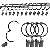 25 Stück Gardinenringe, Metall Vorhangringe, Gardinenringe mit Clips Vorhang Hängend Ringe für Fenster Tür Duschvorhänge, 32mm Innendurchmesser (Schwarz)