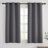 PONY DANCE Graue Blickdichte Gardinen Schlafzimmer Verdunklungsvorhänge Kurz 2er Set H 137 x B 90 cm Thermovorhang mit Ösen Blackout Curtains Vorhang Thermo Wärmeisolierend