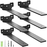 Yeabett 6 stück Regalhalter 20cm, Regalträger Metall mit Schrauben, 70 Kg Tragkraft, Schwarz