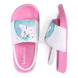 Littleplum Badelatschen Kinder Badesandalen Mädchen Badeschlappen Kinder Badeschuhe Sommer rutschfest Hausschuhe Kinder Sandalen(A Rosa,28/29 EU)