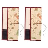 TOPBATHY 2 Stück Rolltasche Pinselhalter Bambus mit Japanischer Kalligraphie stift Organizer Handgefertigter Vintage Stil Platzsparend Sicherer Schutz für Lange Pinsel und Künstlerbedarf