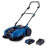 Scheppach Akku-Kehrmaschine C-S610-X, 610 mm Arbeitsbreite, max. Flächenleistung 2000 m² | Bürstengeschwindigkeit 160/190 / 220 U/Min | 20-V-IXES-Serie | inkl. 2Ah Akku + 2,4A Ladegerät
