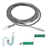 Rohrreinigungsspirale 10mm x 3m mit Manuellen Adaptern Rohrreiniger aus Federstahl Rohrreinigungswelle für das Entfernen von Haaren Abflussspirale für Toiletten Abflussreiniger Rohrreinigungswelle