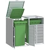Rantry Mülltonnenabdeckung mit Rollen für 2 Mülltonnen grau 144 x 81 x 113 cm Stahl, Innenmöbel für Schlafzimmer, Wohnzimmer, Büro, Möbel