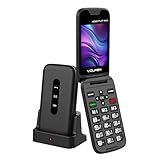 Volfen Nexo Flip MAX Klapphandy für Senioren, große Tasten und Tasten, einfach zu bedienen, USB-C, 3 Direktspeicher, Ladestation, Schwarz