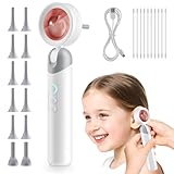 Otoskop mit LED-Licht, Tragbares Hand-Otoskop mit 1080P Kamera, 1,38-Zoll-Bildschirm, 4x Zoom, 12 Aufsätze, 2000mAh Akku für Kinder, Erwachsene, Haustiere