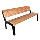 Primario Grande Gartenbank Wetterfest, Sitzbank Holz, Metall - Outdoor Bank, Holzbank Geschliffene Skandinavische Fichte, Pulverbeschichtet - Parkbank 350kg Tragkraft (Brico Mahagoni 175 cm, CE)