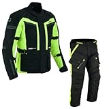BOSmoto 2-teiler Motorradkombi Cordura Textilien Motorradjacke + Motorradhose Neon (3XL)