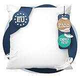 CALMONT 3-Kammer Daunenkissen 80x80 I flauschig & Allergiker geeignet I Langlebig & Atmungsaktives Bettkissen I Federkopfkissen I Federkissen 80 x 80 cm Kopfkissen Daunen