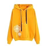 riou Damen-Kapuzenpullover mit Kapuze, lässig, bedruckt, T-Shirts, Mädchen, modisch, große Größen, Standard-Hoodie, sportlich, Pullover, *027-amarillo, XL