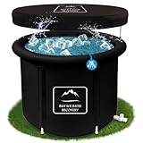 B&Y Eisbad Tonne für Athleten mit Abdeckung, 90cm Ø Groß tragbares Ice Bath tub für Kryotherapie, 477L Faltbare Aufblasbare badewanne für den Innen- und Außenbereich Erwachsene