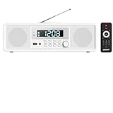 Kompaktanlagen Radio mit cd Player, klares 20-W-RMS-Soundsystem, FM-Radio-CD-Player mit Bluetooth, USB, MP3, AUX, digitalem Doppelwecker, CD-R/CD-RW/MP3/WMA-Wiedergabe