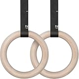 LIFERUN Turnringe Holz Gymnastikringe Ringe Turnen für Fitness mit Hochfeste Nylon Gurtbänder mit Schnellschnallverschlüßen aus Metall verstellbaren Full Body Workout, Calisthenics, Gym