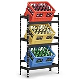 SONGMICS Getränkekistenregal, für 3 Getränkekisten, 3 Ebenen, Jede Ebene bis 30 kg belastbar, Getränkeregal,Bierkistenregal, Stahl, Kistenständer, Wasserkistenregal, tintenschwarz GYL001B01