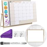 Siantell Whiteboard, trocken abwischbar, hochwertig, schlanker Aluminiumrahmen, magnetisch, mit Ständer für Schreibtisch oder Wand, Whiteboard, Staffelei, Aufgabenliste, inklusive magnetischem