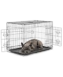 lionto Tiertransportbox für Hunde und Katzen, vielseitiger Transportkäfig mit hygienischer Kunststoffwanne, 76x49x56 cm, Hundebox aus Metall mit stabilen Sicherheitsverschlüssen & Trennwand, schwarz
