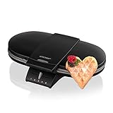 Cloer 1320 Doppelwaffeleisen für zwei klassische Waffeln, 1200 W, Waffelgröße 15,5 cm, optische Fertigmeldung, Edelstahl, schwarz