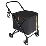 MY DUQUE MAX Shopping Caddy - Persönlicher Einkaufstrolley, Faltbarer Einkaufstasche mit 4 Rollen, Federung, Höhenverstellung, Fußbremse, Getränkehalter und modernes Design - bis 25kg Traglast