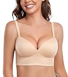 DotVol Damen Pullover Push Up BH ohne Bügel Bequemer gepolsterter Bra für Frauen Ohne Bügel Große Größen Unterwäsche Alltag BH(Beige, 90C)