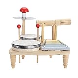 Hamwesh Holztrommel-Set, Kleinkind-Schlagzeug, Baby-Schlagzeug, Musikinstrumente, Lernspielzeug, Montessori-Schlagzeug, Schlaginstrumente, Trommelstöcke Im Lieferumfang Enthalten, Langlebig Zum
