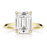 Michooyel Gold 4ct Smaragd Ringe, Verlobungsring für Damen, Ehering aus Sterlingsilber, Versprechensring Zirkonia Smaragdschliff