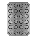 Mini-Muffinform mit 24 antihaftbeschichteten Formen, 1 Packung mit 24 Mini-Muffin-Backformen, 24 Mulden, Muffinform, antihaftbeschichtet, Karbonstahl, klein, rund, Pfannkuchen, Cupcake, Backblech für