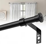 Gardinenstange, 71-200cm Gardinenstange aus Edelstahl Vorhangstange Verstellbare Beschläge Set mit Halterungen - 16 mm Durchmesser Gardinenstange Stil Rustikal/Mattschwarz