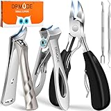Profi Nagelknipser für Fußnägel, DRMODE Groß Zehennagelknipser für Senioren Dicke Näge mit Breiter Öffnung, Scharfer Eingewachsener Nagelzwicker Nail clipper Langer Griff mit Schräg Gebogener Klinge
