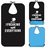 TNEDFOD Lätzchen für Erwachsene, Wasserdicht und Wiederverwendbar Lätzchen mit Druckknöpfen, Waschbar, Unisex Kleidungsschutz für Männer Frauen Ältere