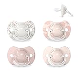 Suavinex, 4er-Set, Schnuller für Babys von 0-6 Monaten, Neugeborene, Schnuller mit Physiologischem Sauger SX Pro aus Silikon, Symmetrisch, Superweich und Flexibel, Dreams Pink, 4 Stück