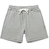 Amy Coulee Sporthose Herren Kurz Baumwolle Jogginghose Trainingshose 5,5' Sport Fitness Sweat Sommer Shorts mit Taschen (Grau, XL)