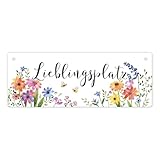 Blumenwiese Metallschild mit Spruch Lieblingsplatz Deko für Garten Balkon Bienen- Pflanzenfreundlich Perfekt für Florist Zuhause
